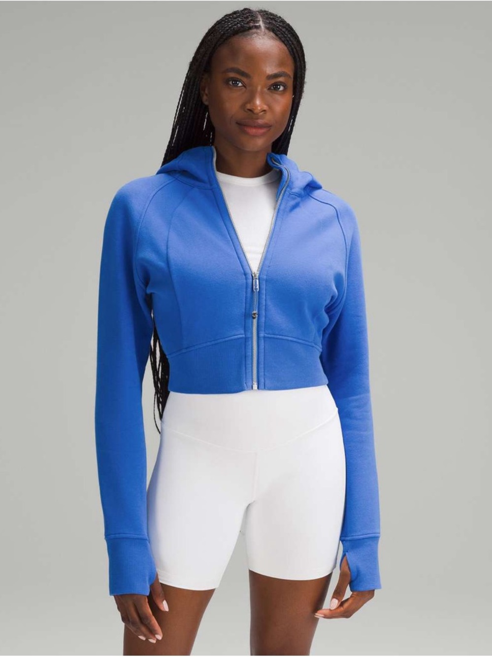 Lululemon Scuba Full-Zip Cropped Hoodie in Pipe Dream Blue